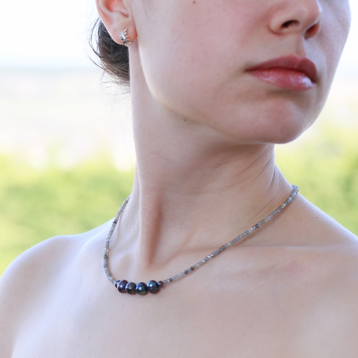 Labradorit igazgyöngy nyakék - Image 6