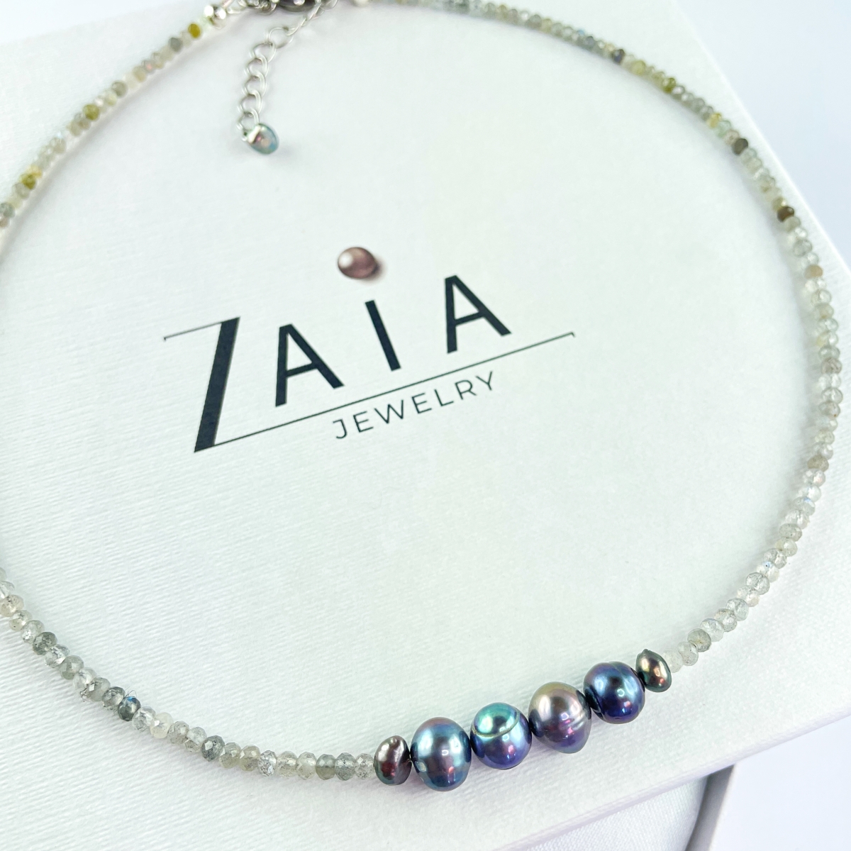 Labradorit igazgyöngy nyakék