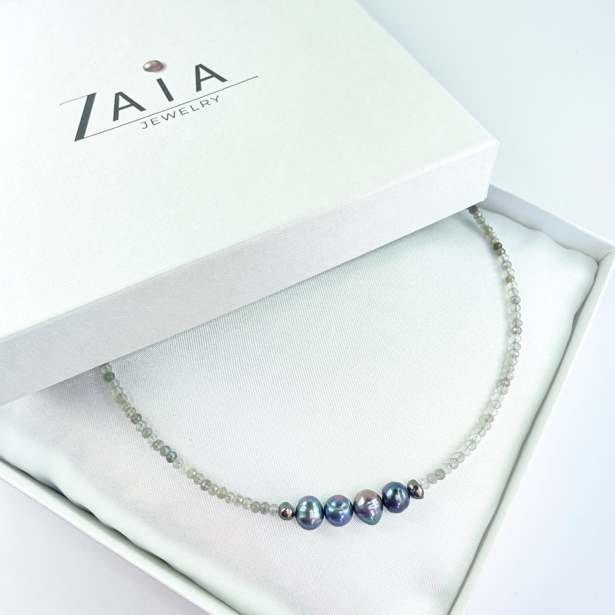 Labradorit igazgyöngy nyakék - Image 3