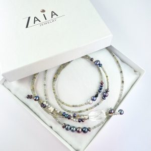 Jewelry set with faceted labradorite