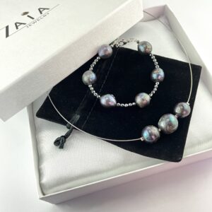 Tenyésztett gyöngy szett, nyaklánc karkötővel